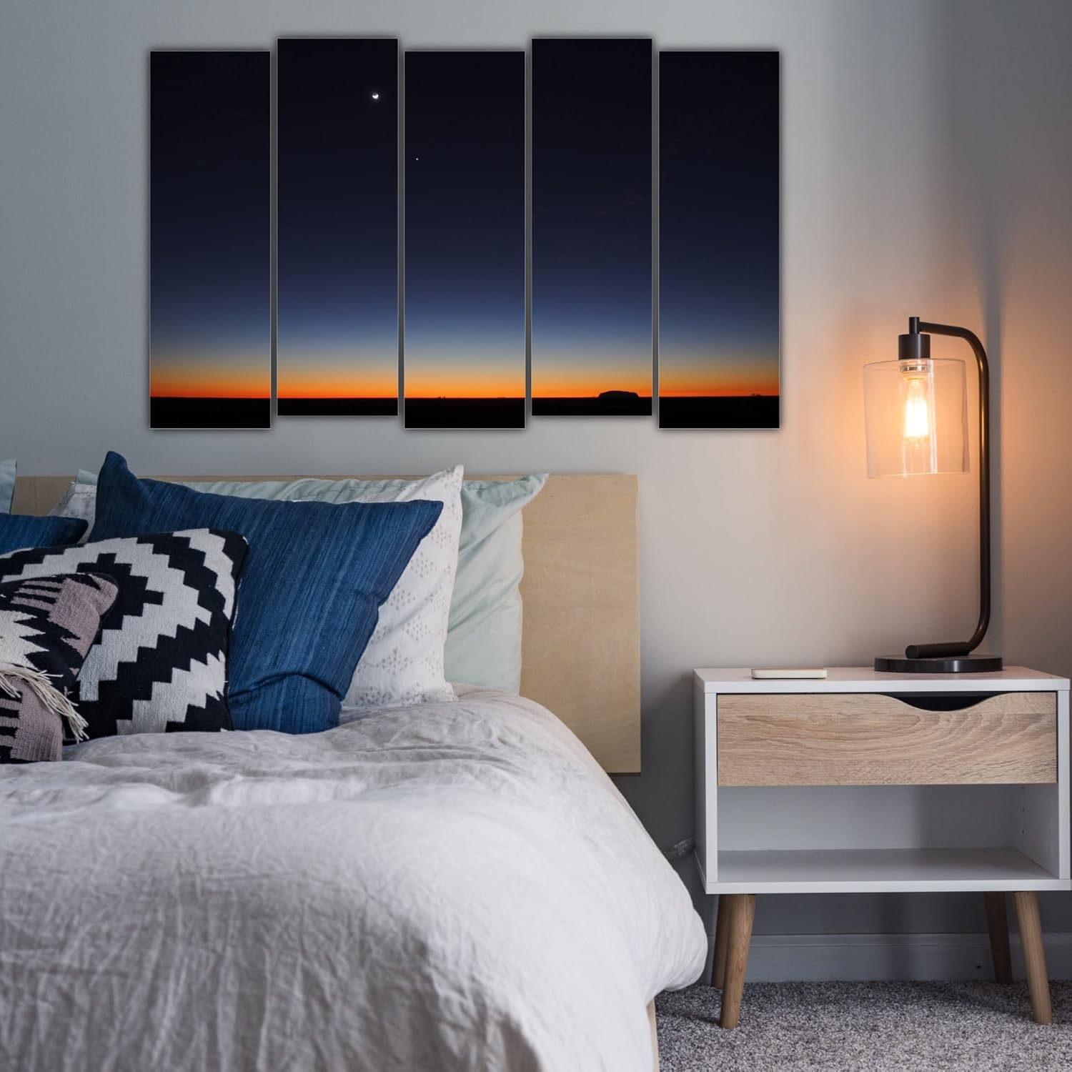Close-up of the Starry-Eyed Stunner Wall Art's crisp night sky photography printed on durable 6mm MDF frames.