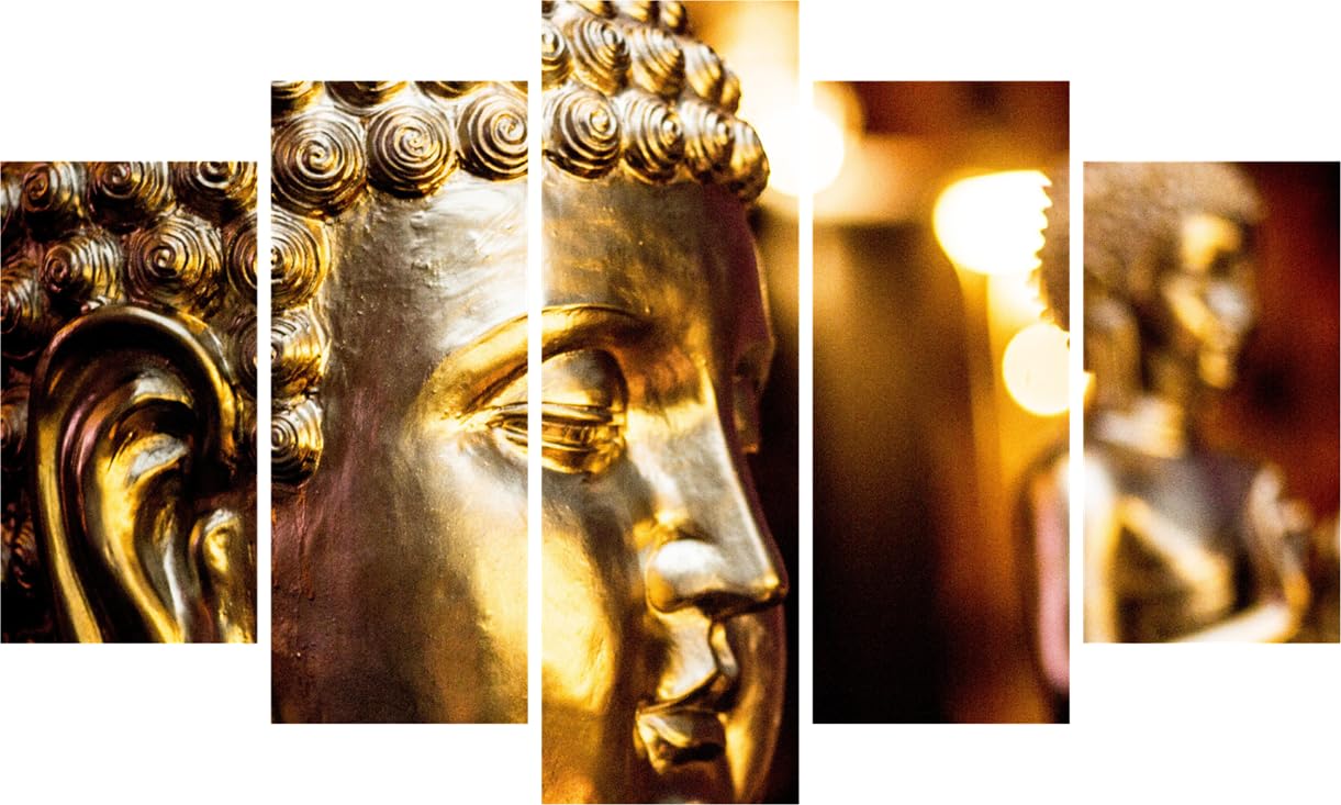 Buddha-ful 5-Panel Framed Wall Art hanging on a living room wall.