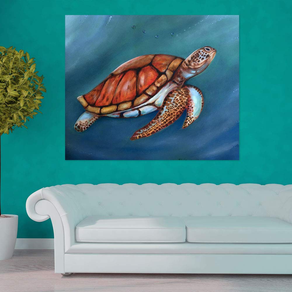 Wave Hello to Vastu Bliss: Unframed Sea Escape Wall Art showing swimmers beneath waves