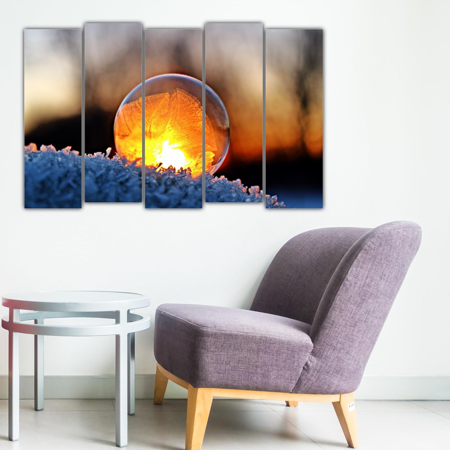 Five-panel Leaf It to Us: Framed Nature Wall Art creating a leafy panorama in abstract hues.
