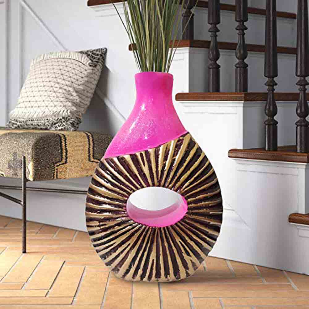 Pink and Golden Vase Handmade for Kitchen