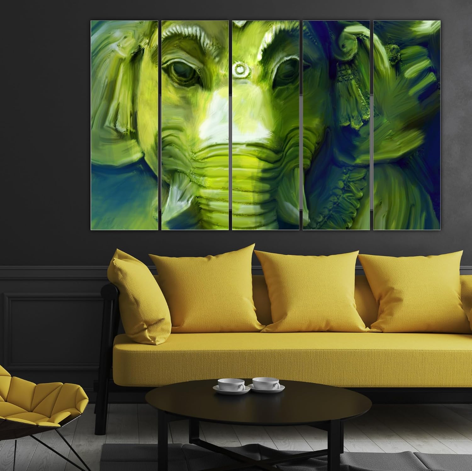 Close-up of one panel from Ganesha-tastic Multi-Frame Framed Wall Art showcasing intricate digital print quality.