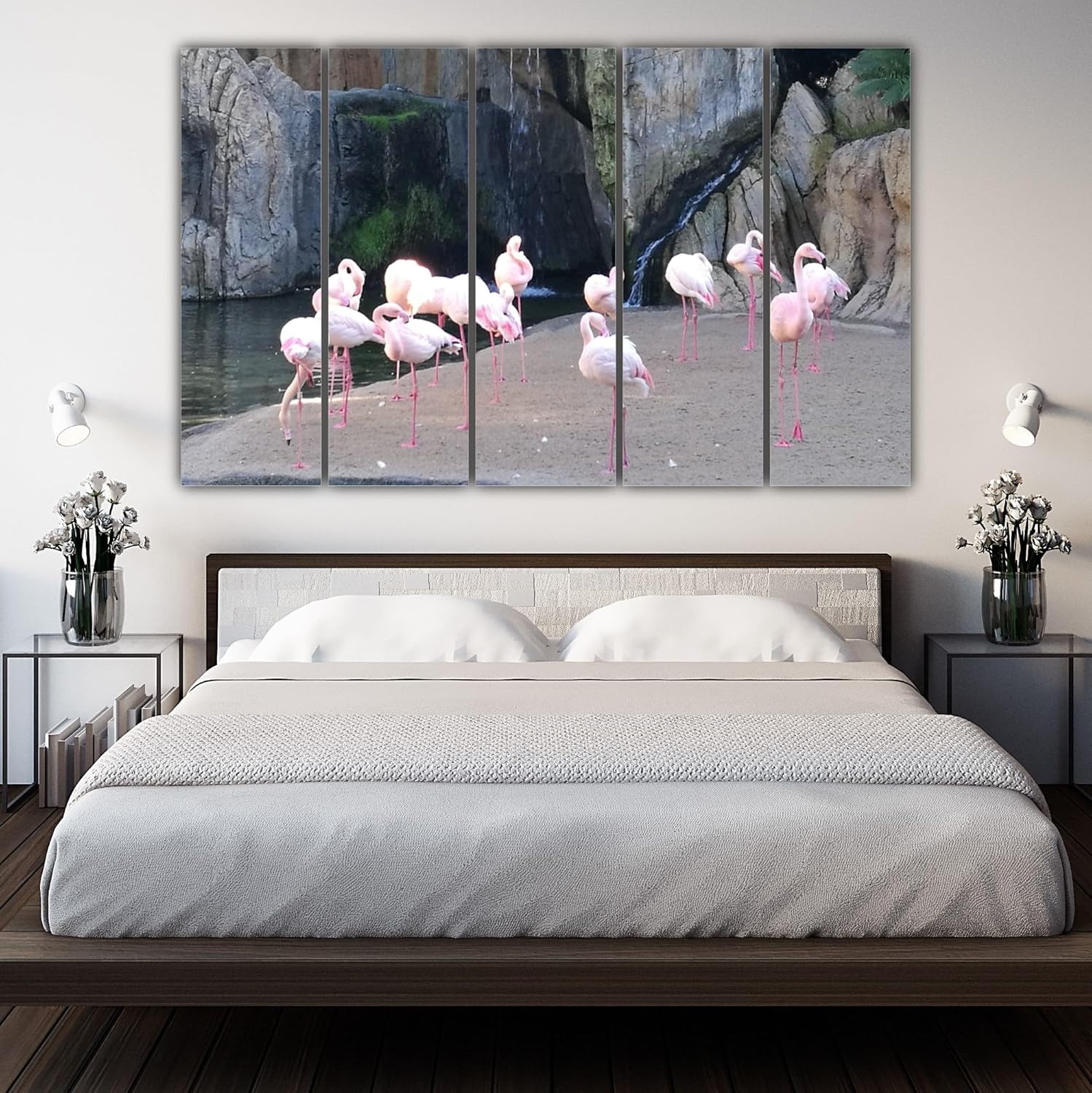 Close-up of colorful birds artwork on multi-frame Wall Art titled Bird-tastic 5-Panel Wall Art
