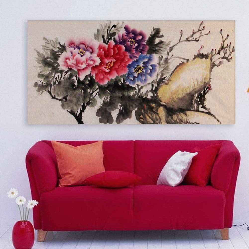 Bloomin' Brilliant Floral Framed Abstract Wall Art brightening a living room with vibrant flower motifs