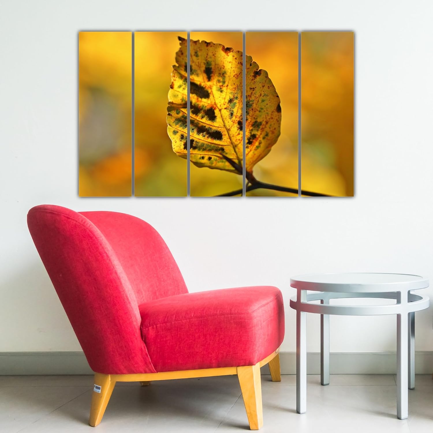 Leaf It to Us: Framed Photography Wall Art That'll Make Your Walls Go Green  Multi-Frame Leaf Decor (150x76cm) in a modern living room setting