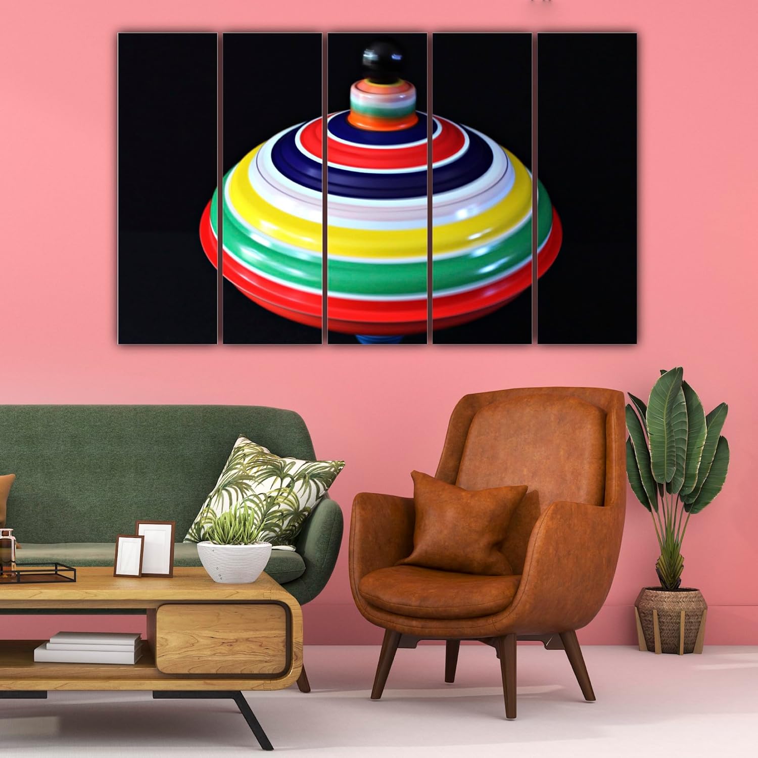 Multi-frame spinner Wall Art in vivid colors, framed and ready to hang