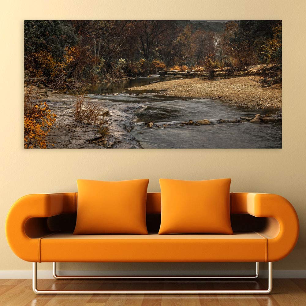 Babble Brook Bliss Canvas That'll Make Your Walls Flowing Fabulous - Nature Theme Framed Wall Art (85x40.5cm)