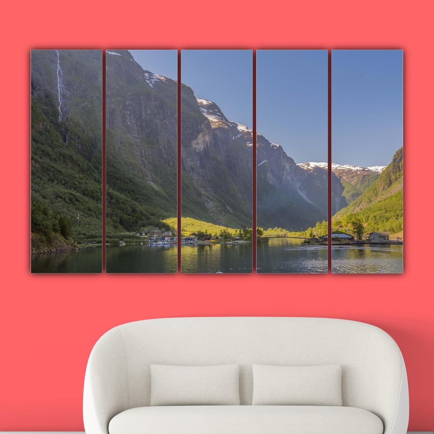 Five-panel Wall Art capturing northern lights in vivid detail