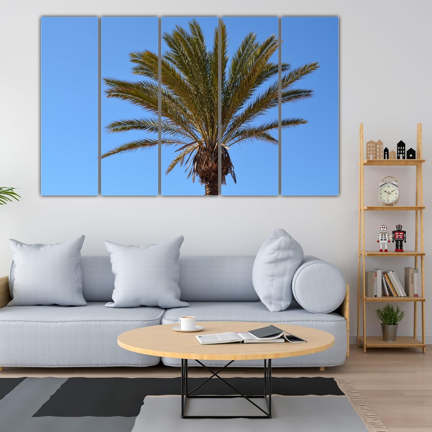 Close-up of one framed panel from the Palm Tree Paradise Photography Wall Art set