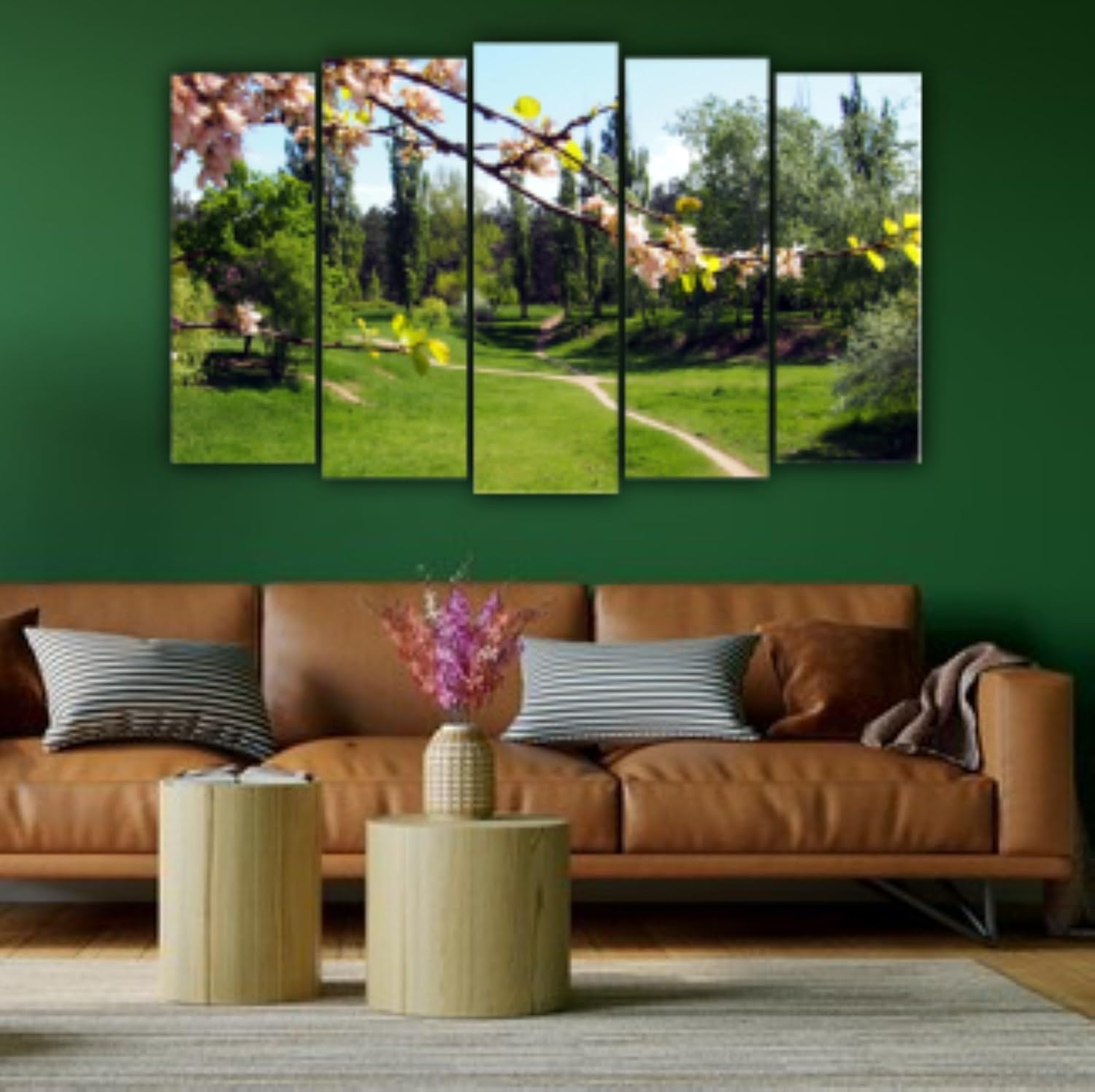 Colorful floral panels in Botanical Bliss multi-frame abstract garden framed wall art for living room decor