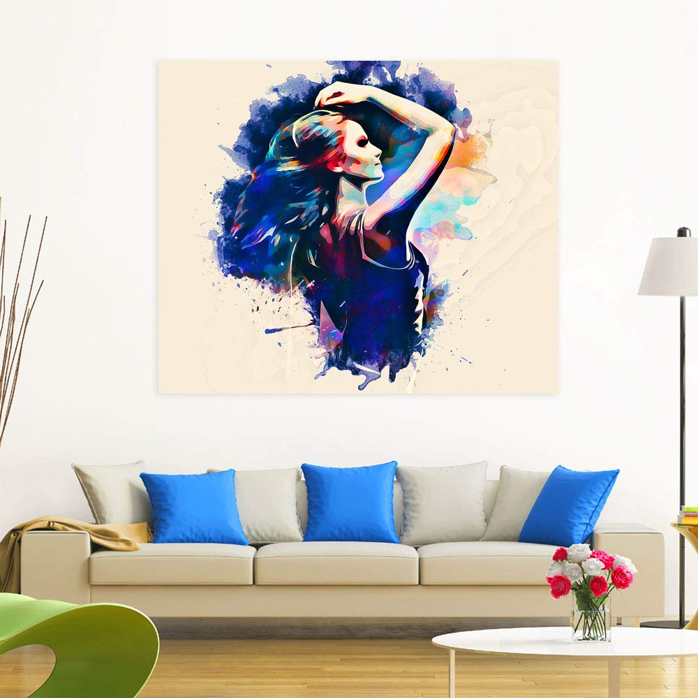 Twirl Your Worries Away Wall Art canvas showing a graceful Woman dancer in green matte hues