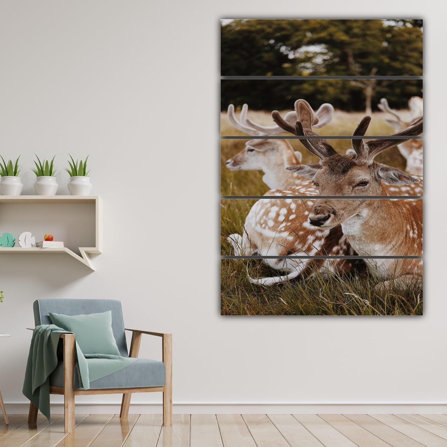 Close-up of swamp deer grazing scene in the Deer-Lightful Swamp Deer Framed Wall Art