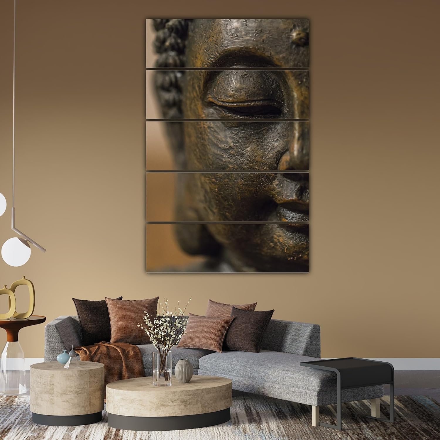 Close-up of the Buddha-tiful 5-Frame Wall Art That Packs Zen Punch showcasing intricate details.