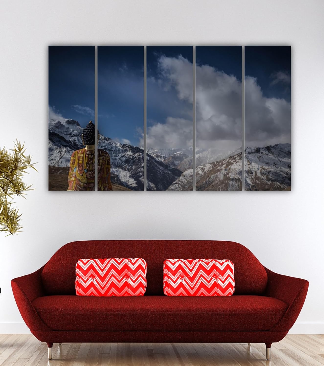 Close-up of one panel from Buddha-ful Framed Wall Art That'll Enlighten Your Space highlighting vivid multicolor print.