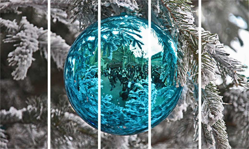 Close-up of Snow-mazing Multi-Frame Winter Photography Framed Wall Art showcasing frosty landscapes across five panels.
