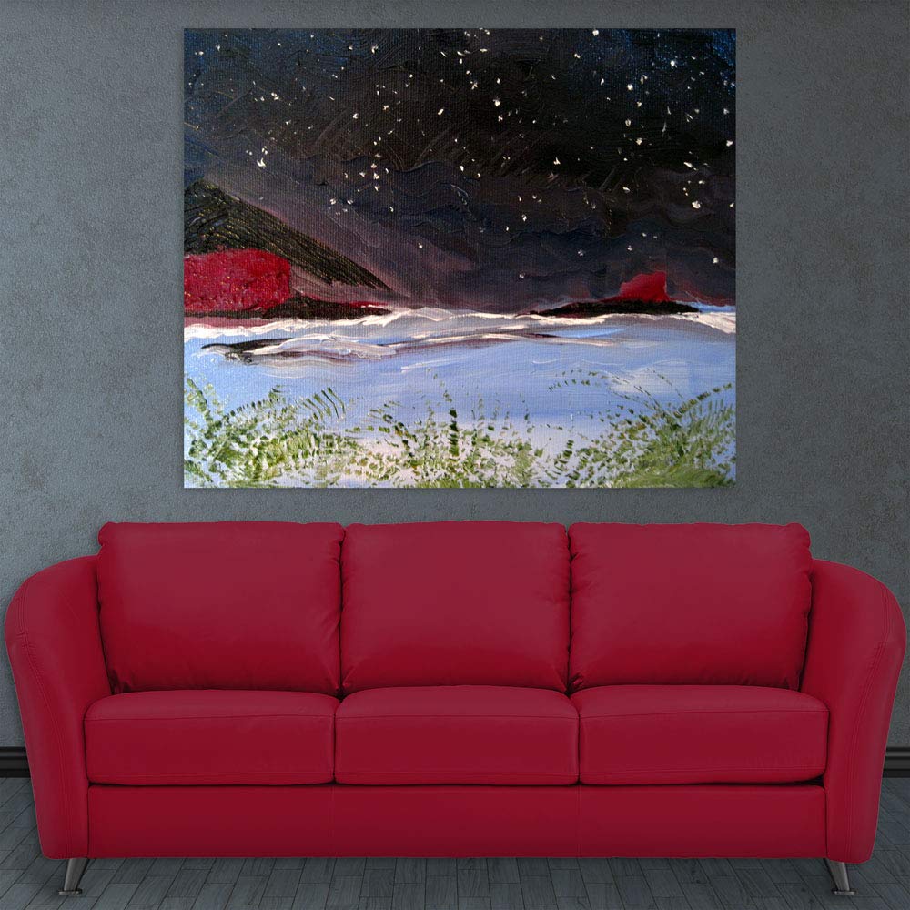 Dome-swoon Starry Unframed Nature Wall Art depicting a vivid star-studded dome over silhouetted trees.