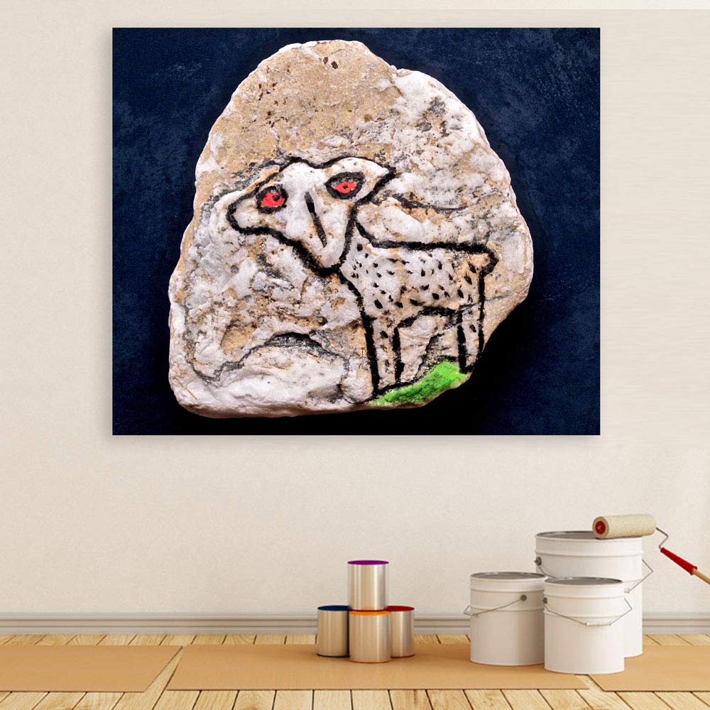 Alien-tastic Abstract Unframed Wall Art Ready to Warp Your Walls displaying a surreal alien figure on a matte cotton canvas.