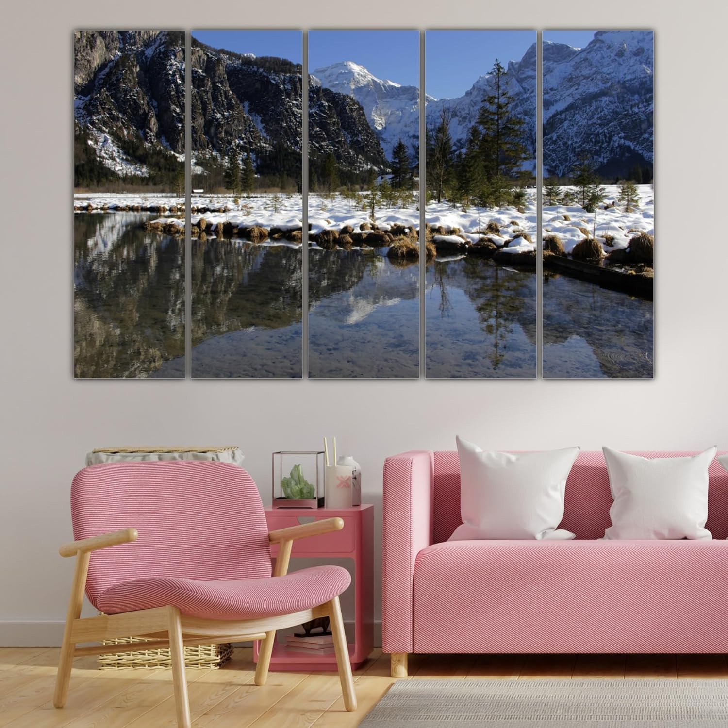 Close-up of Lake-tiful Multi-Panel Framed Wall Art capturing rippling water design