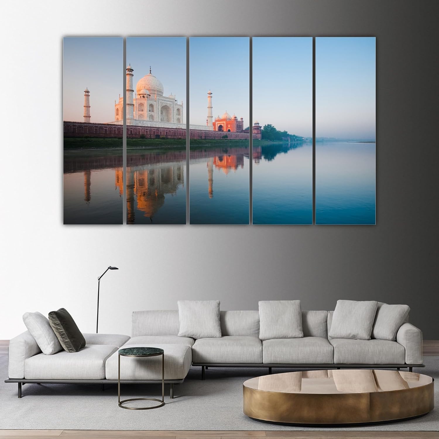 Close-up of the framed Taj Mahal vinyl print showcasing vivid colors and matte lamination