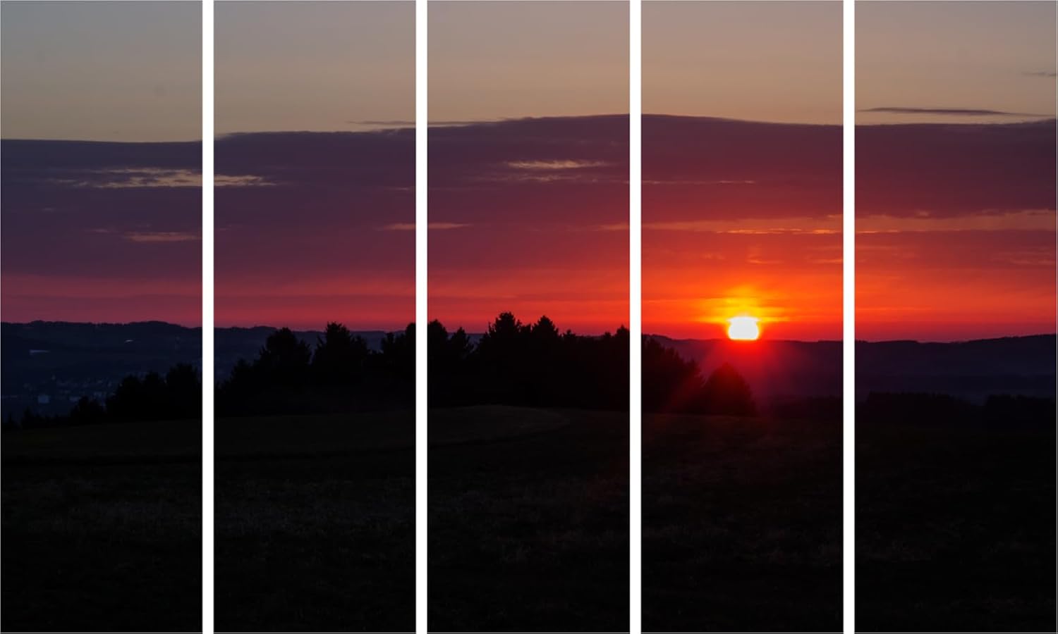 Sunset-tastic 5-Panel Framed Wall Art That'll Turn Heads - Sunset Masterpiece (150x76cm)