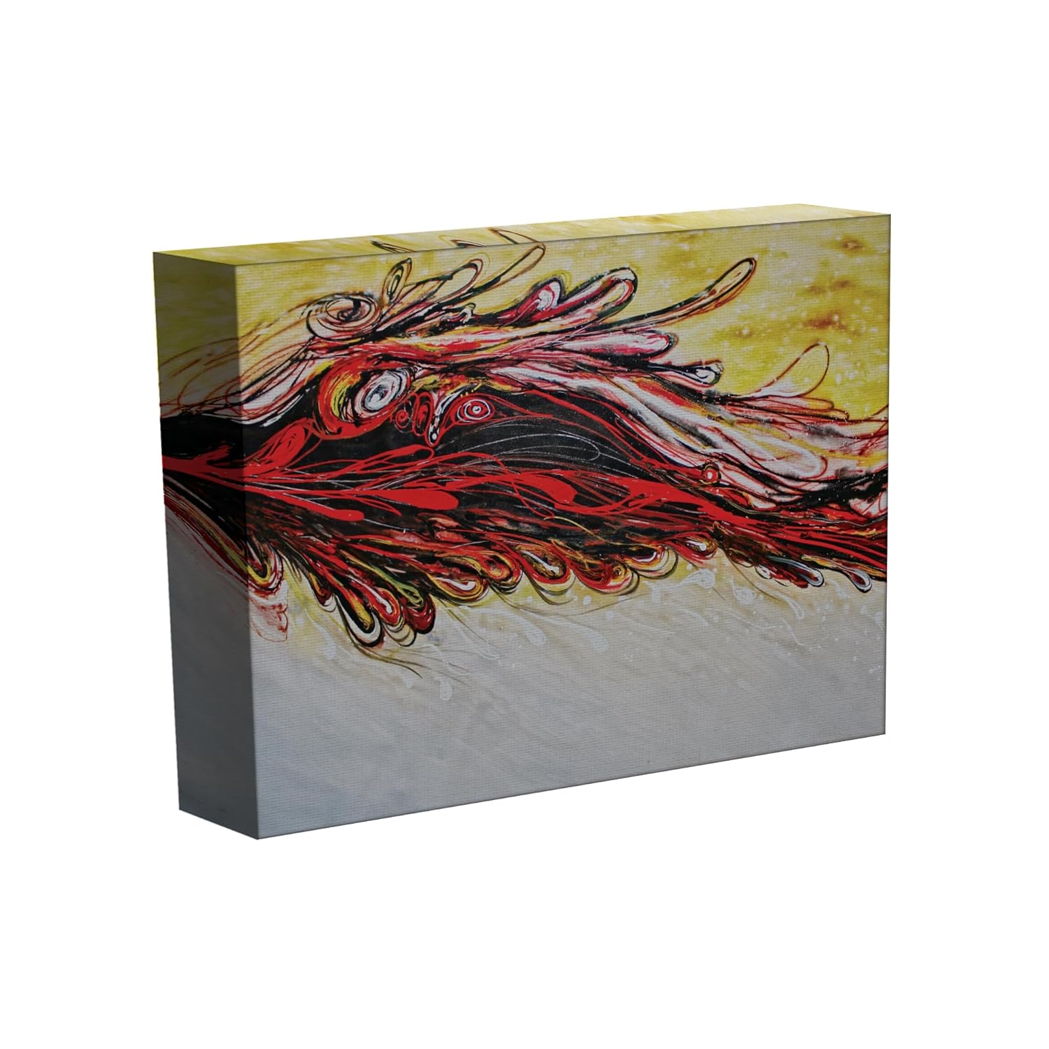 Close-up of the feather-inspired abstract design on the 85x40.5cm framed wall art.