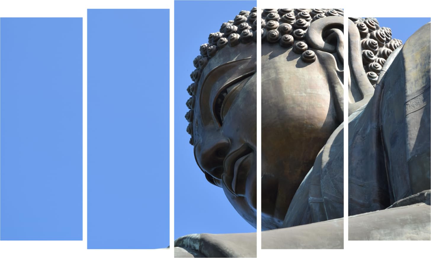 Om-azing Framed Buddha Wall Art That'll Zen Your Walls  Multi-Frame Magic (150x76cm) displayed above sofa