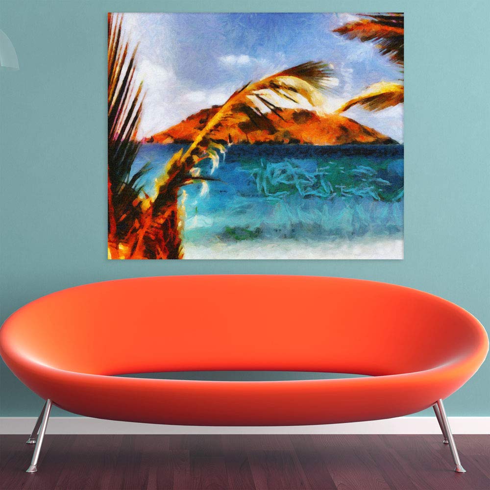 Island-spirations Nature Canvas Thatll Make Walls Jealous - Unframed Wall Art depicting a serene distant island scene