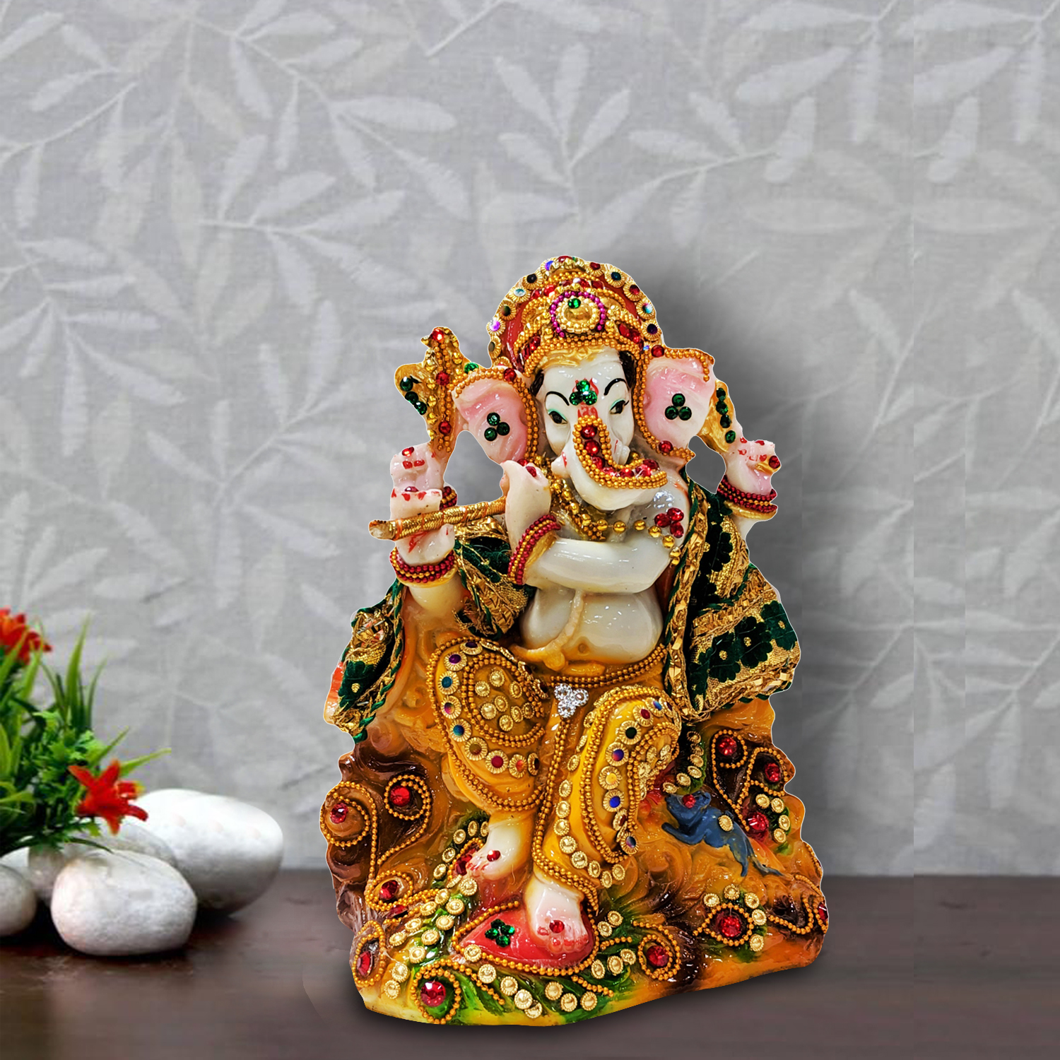Sitting Ganesh Idol with mouse for Ganesh Chaturthi Decoration
