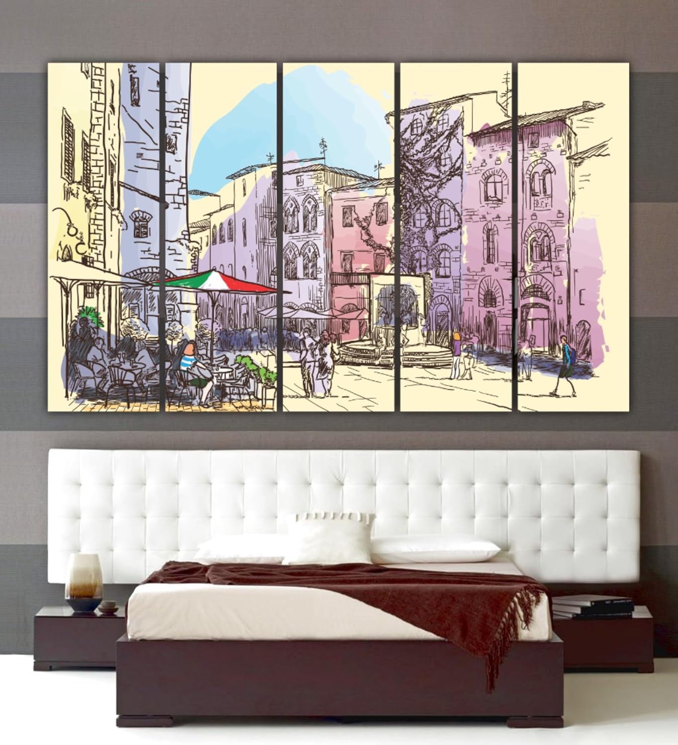 Close-up of Italy-talian Dream Multiframe Wall Art with detailed textures and splash-proof wooden MDF frames