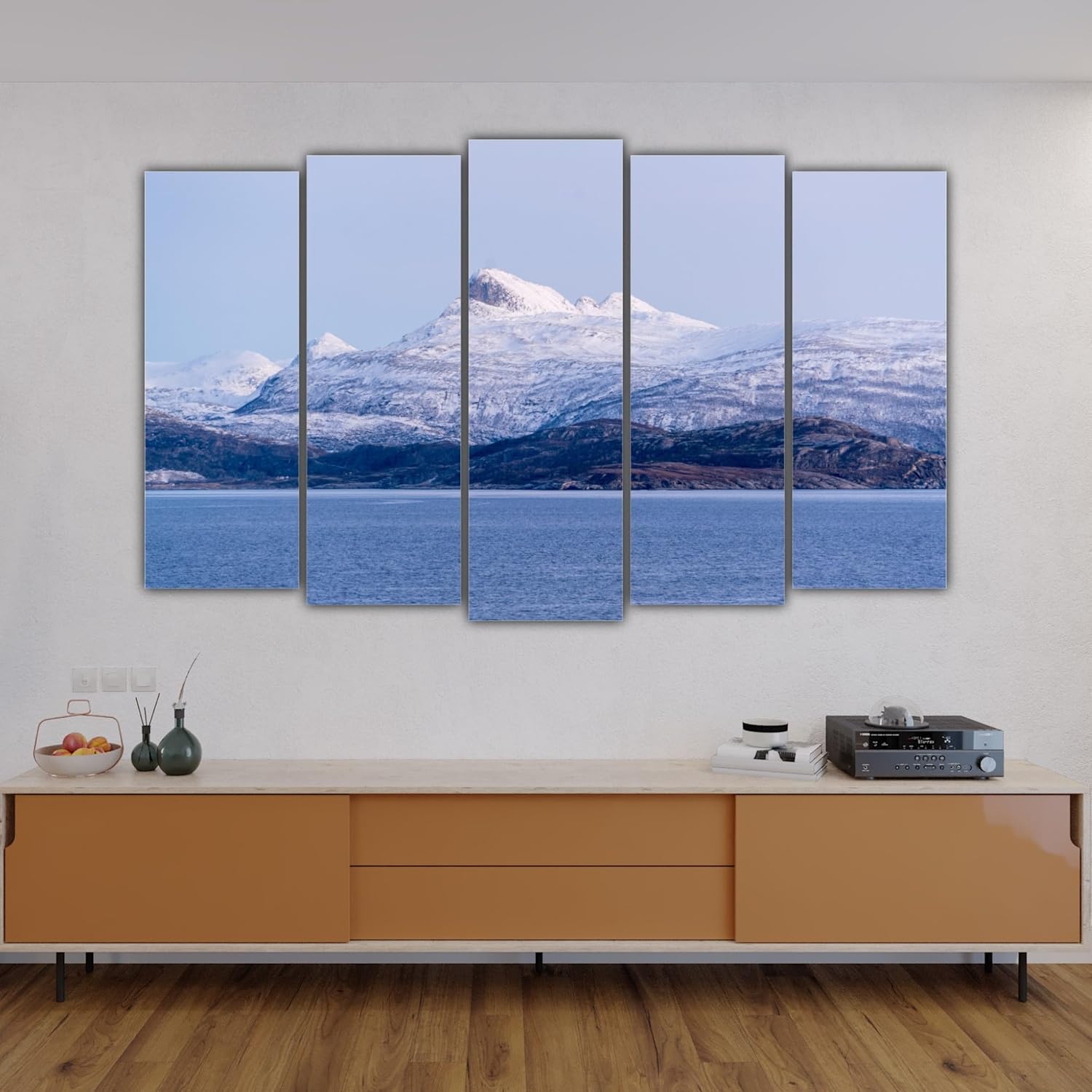 Living room shot featuring Nature Unleashed multi-panel Wall Art bringing lush vibes to the space.