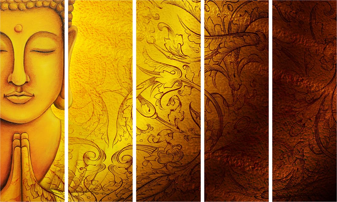 Buddha-tastic Multi-Frame Vinyl Wall Art displayed above a cozy sofa