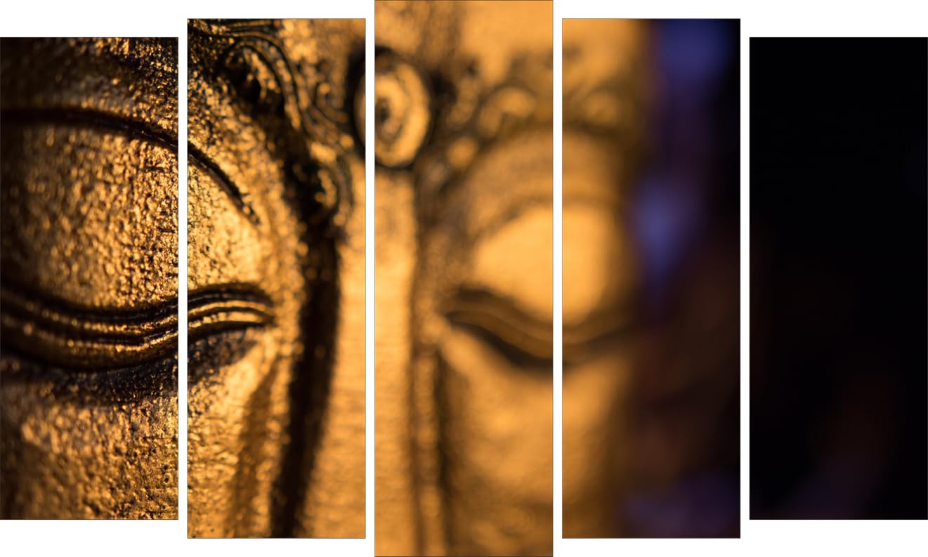 Buddha-tastic 5-Panel Framed Wall Art displayed above a modern sofa