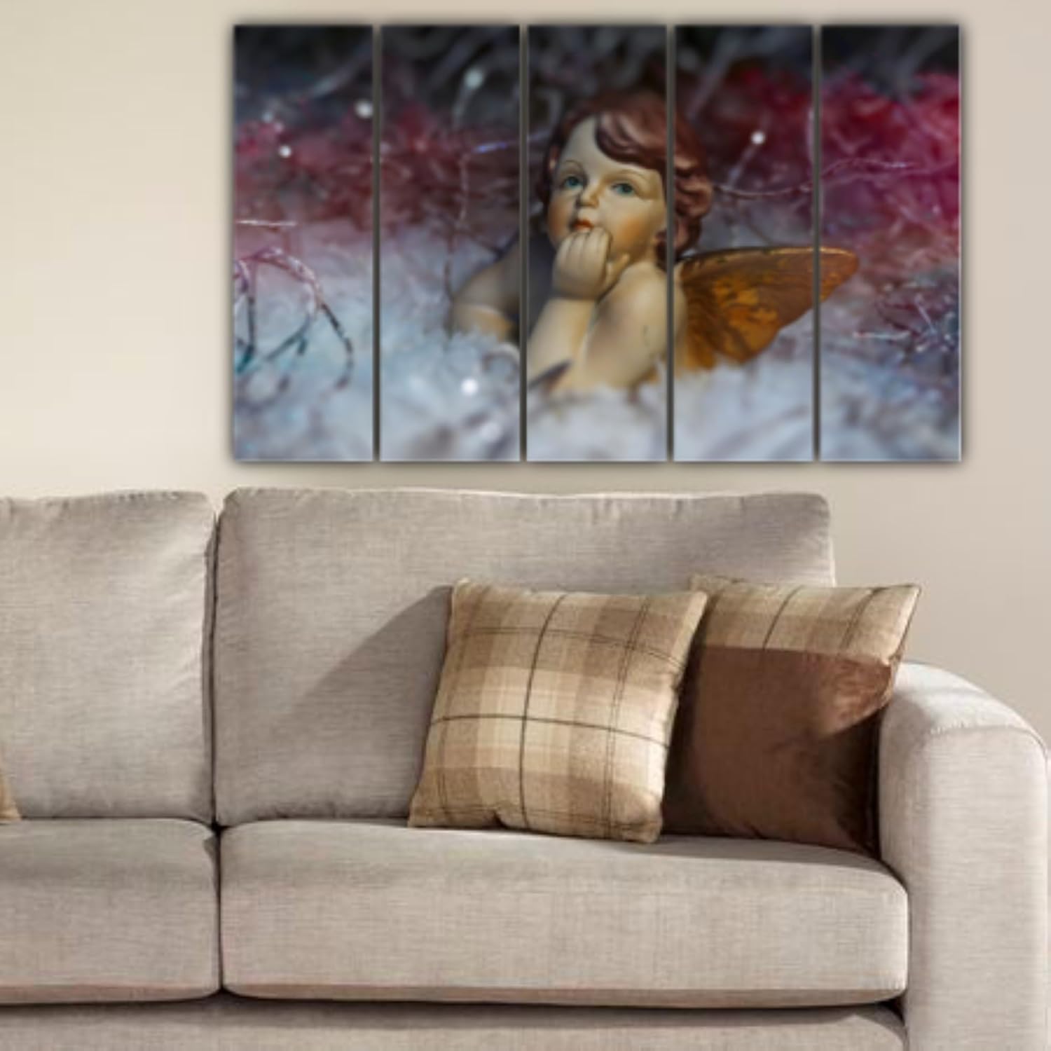 Close-up of Angel-ic 5-Panel Blessing Framed Christian Wall Art details