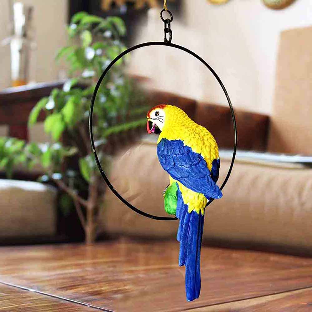 Resin Hanging Parrot on a Metallic Ring for decoration
