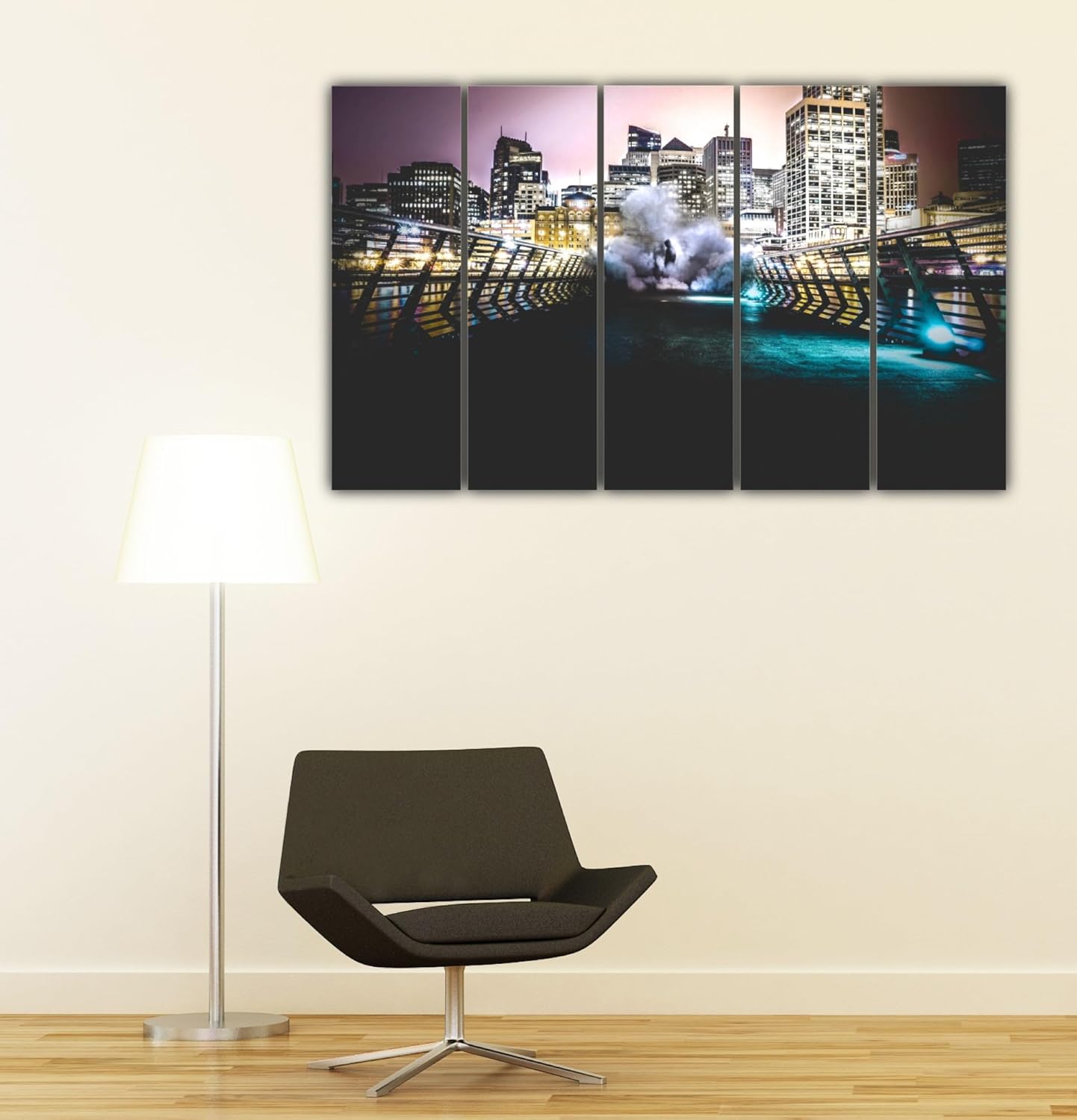 Close-up of the framed Bridge Wall Art showing splash-proof wooden MDF