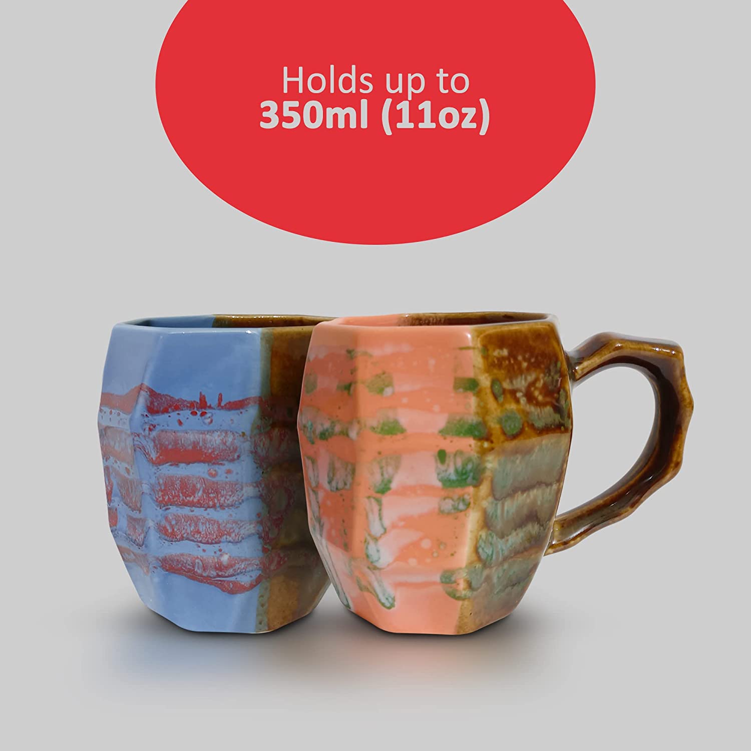 Orange and Blue Colorful Coffee Mug Sets of 2 for Kitchen