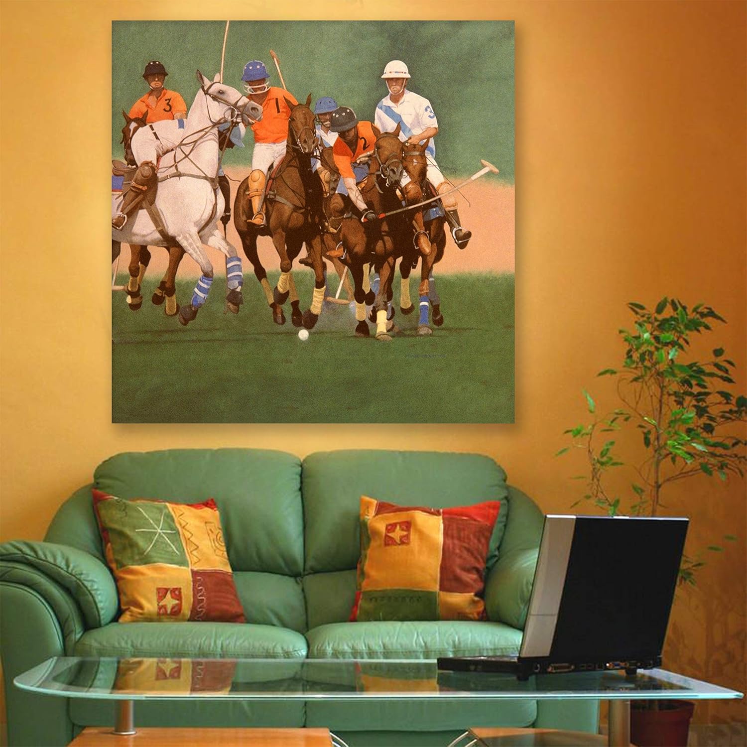 Horseplay Galore: Unframed Man's Galloping Wall Art of a horseman in full stride
