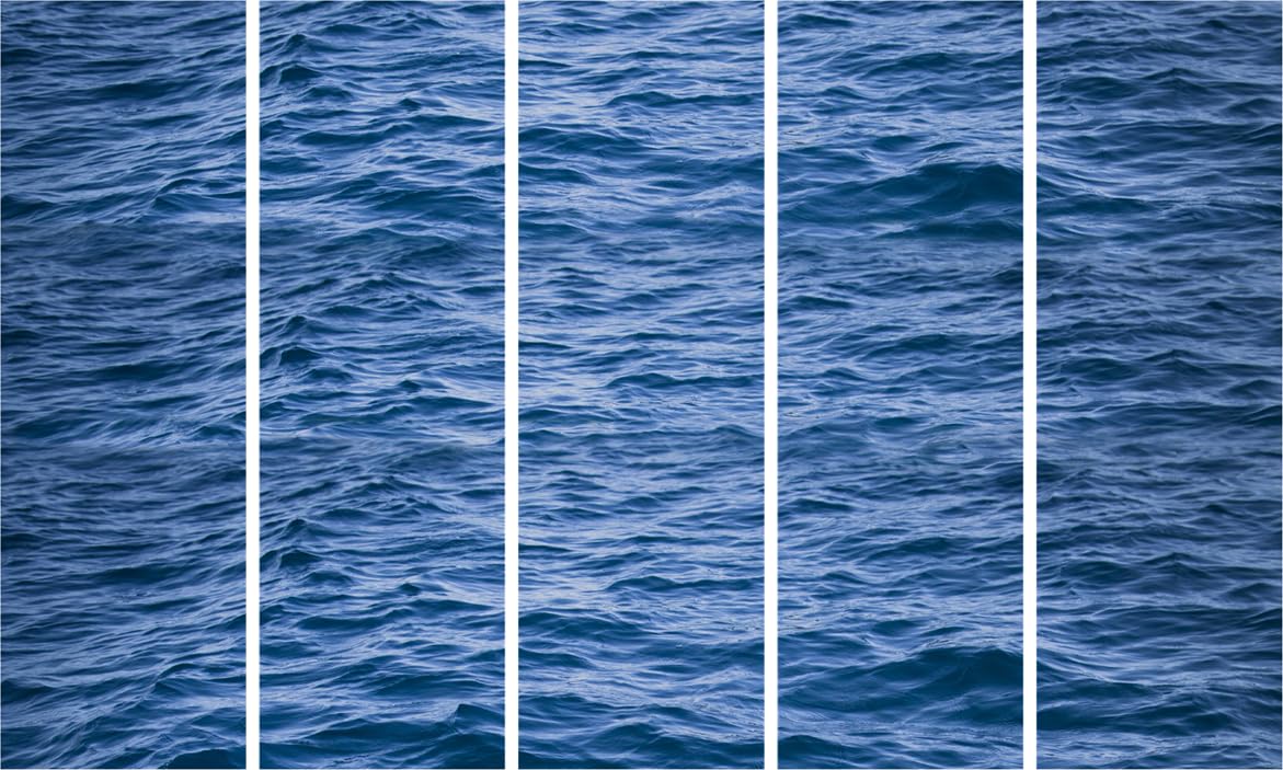 Wave Hello to Your Walls: Sea-sational 5-Panel Framed Coastal Wall Art (127x76cm)