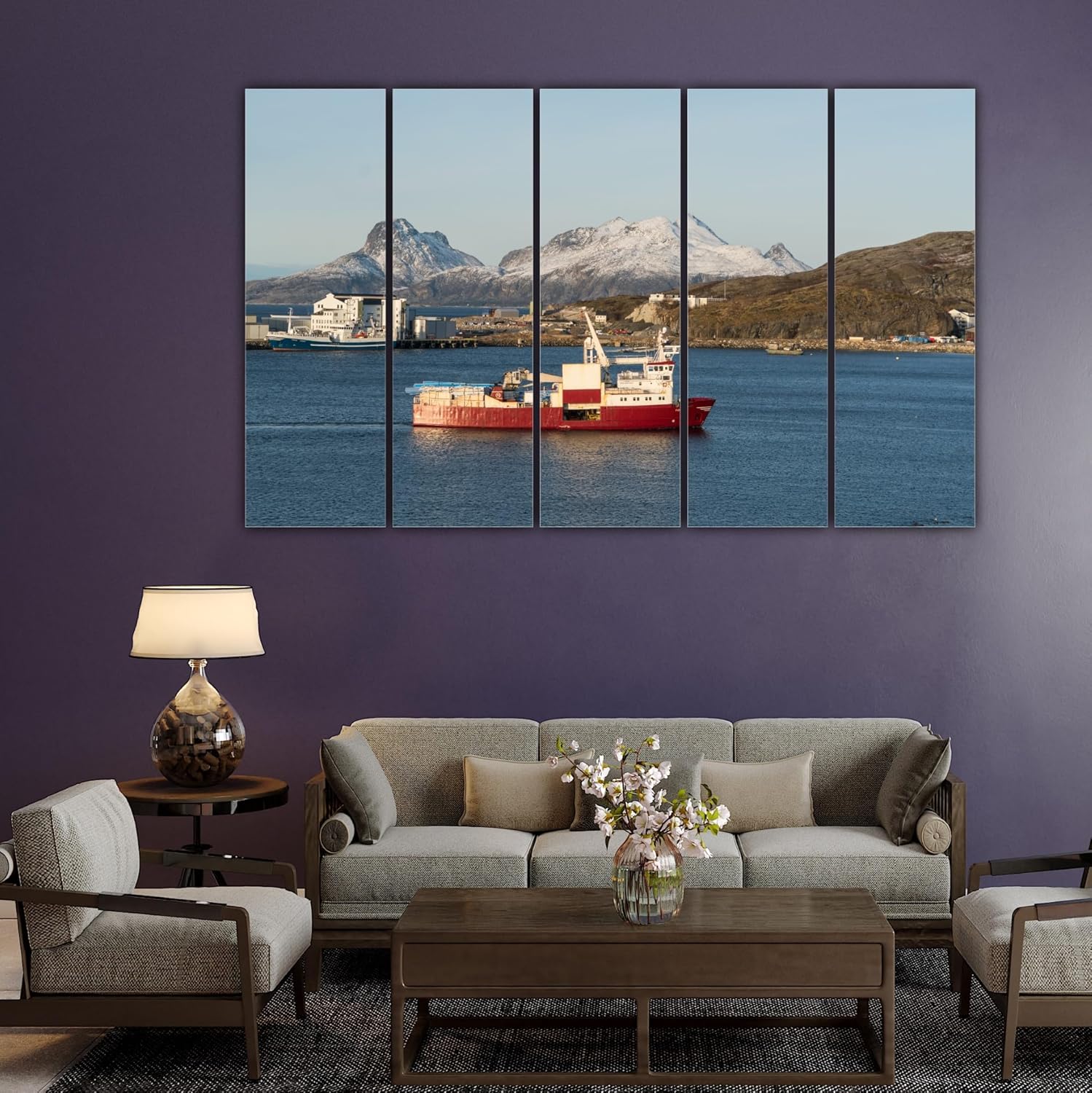 Close-up of Scenic Express Wall Art showing vibrant nature prints and sleek wooden MDF frames
