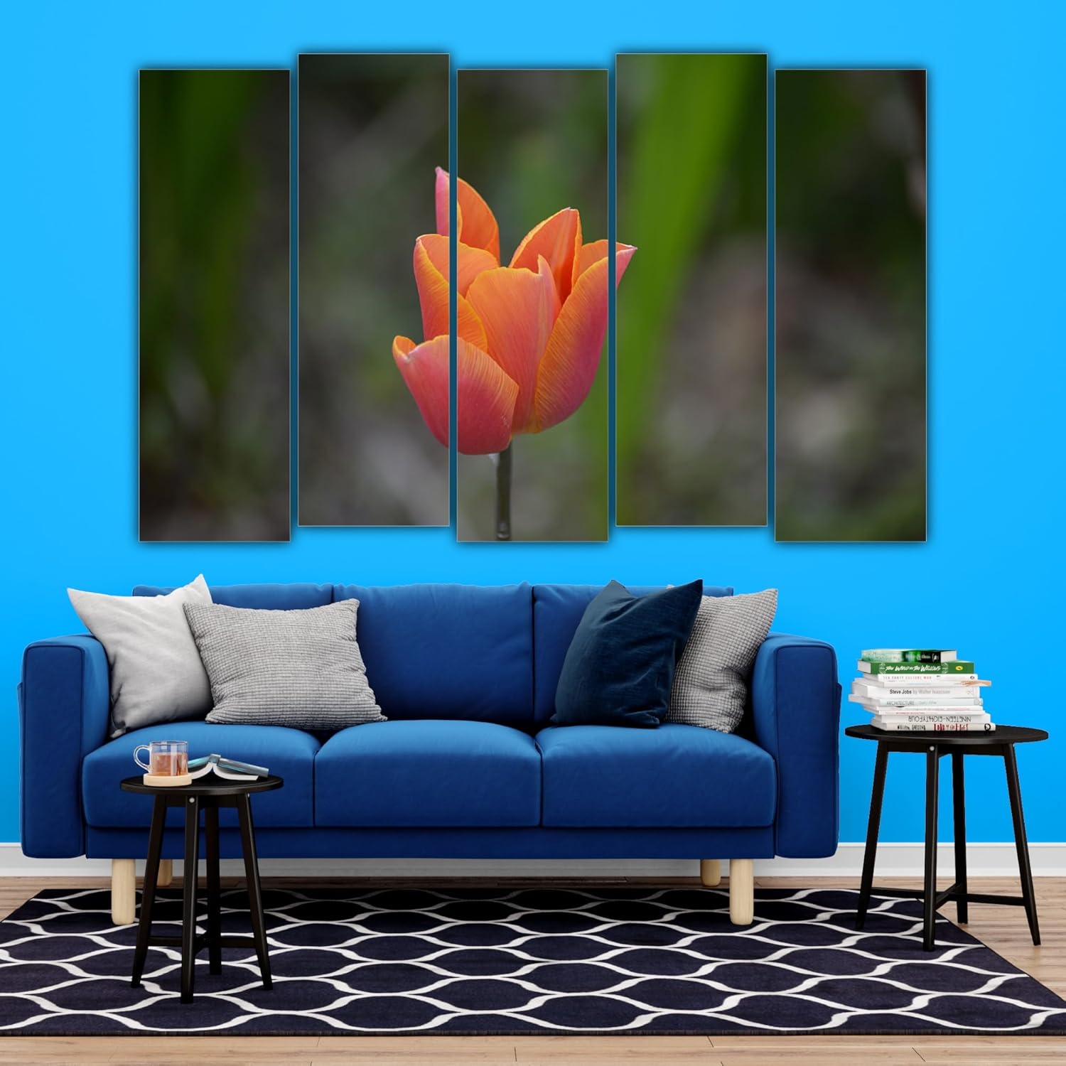 Close-up of vibrant floral prints in the Flower-tastic 5-Panel Photography Framed Wall Art