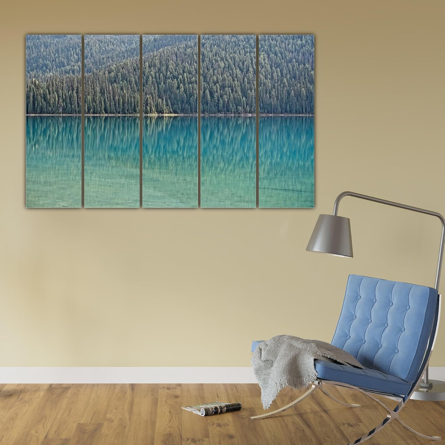 Close-up of vivid blues on Make Waves with Lake-sational Multi-Frame Framed Wall Art