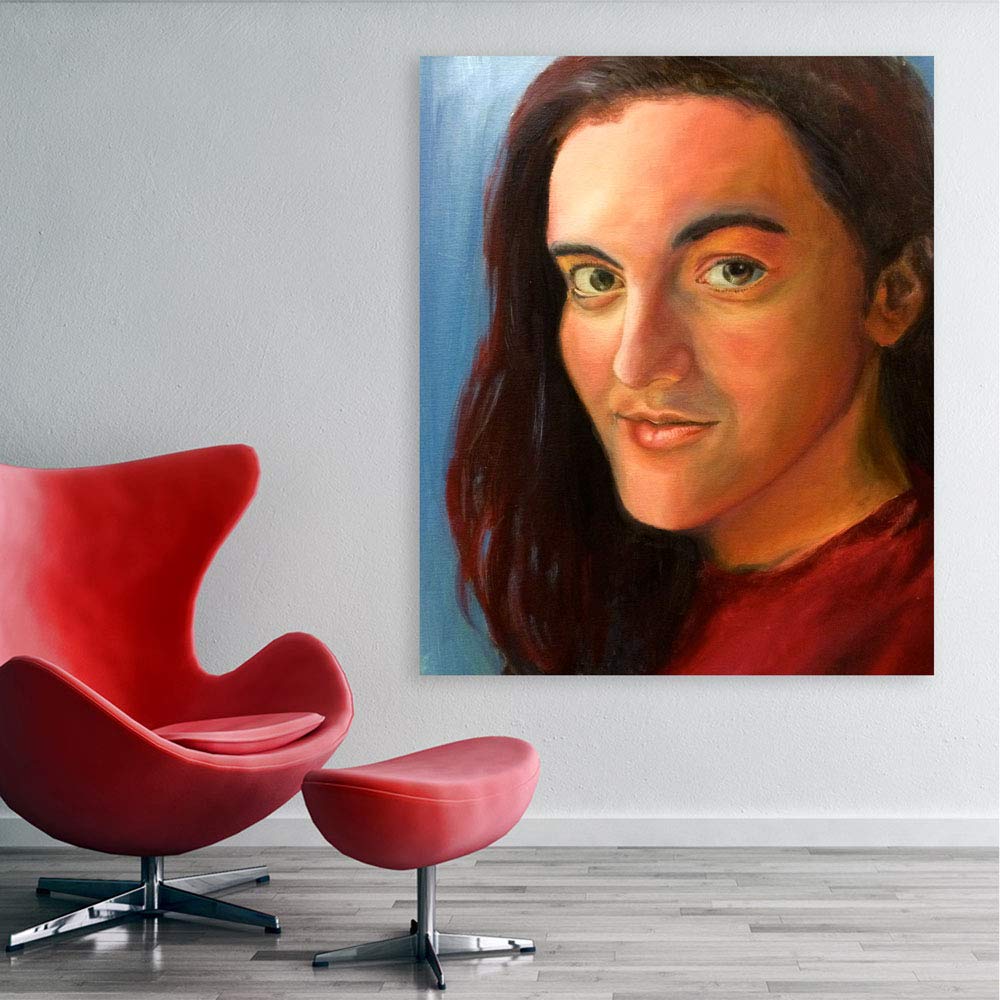Redhead-tastic Canvas Wall Art depicting a fiery redhead portrait on matte cotton canvas.
