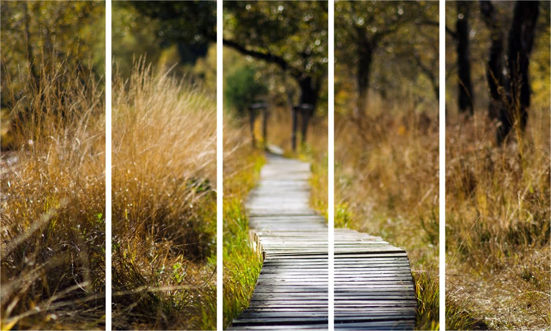 Leaf It to Us: 5-Panel Nature Wall Art That'll Make Your Walls Bloom (150x76cm Framed)