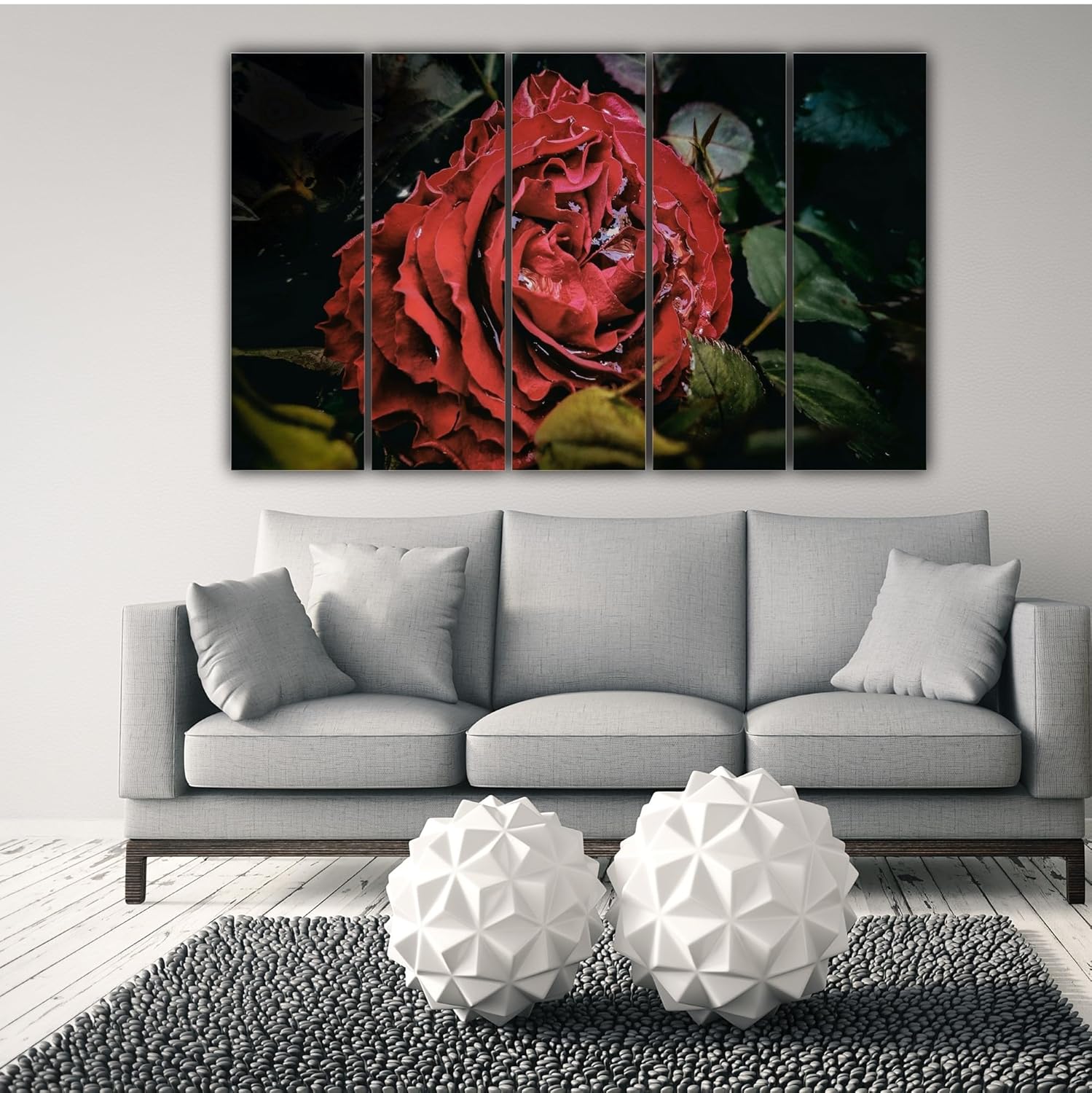 Close-up of the Rosy-Fresh Photography Wall Art Framed to Bloom showing detailed red rose petals and splash-proof laminated finish.