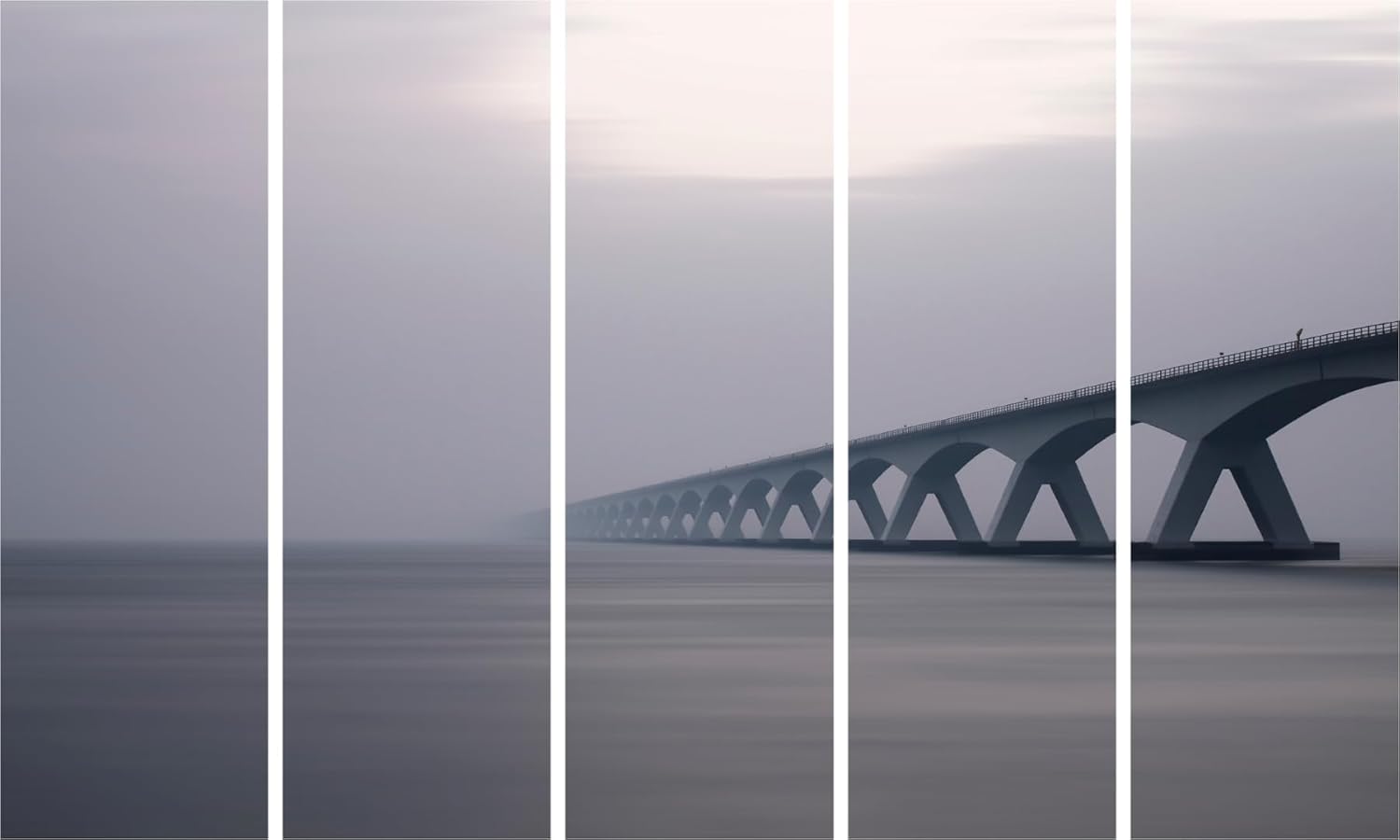 Bridge-tastic Multi-Frame Bridge Photography Framed Wall Art That'll Span Your Room (150x76cm) hung above a cozy sofa