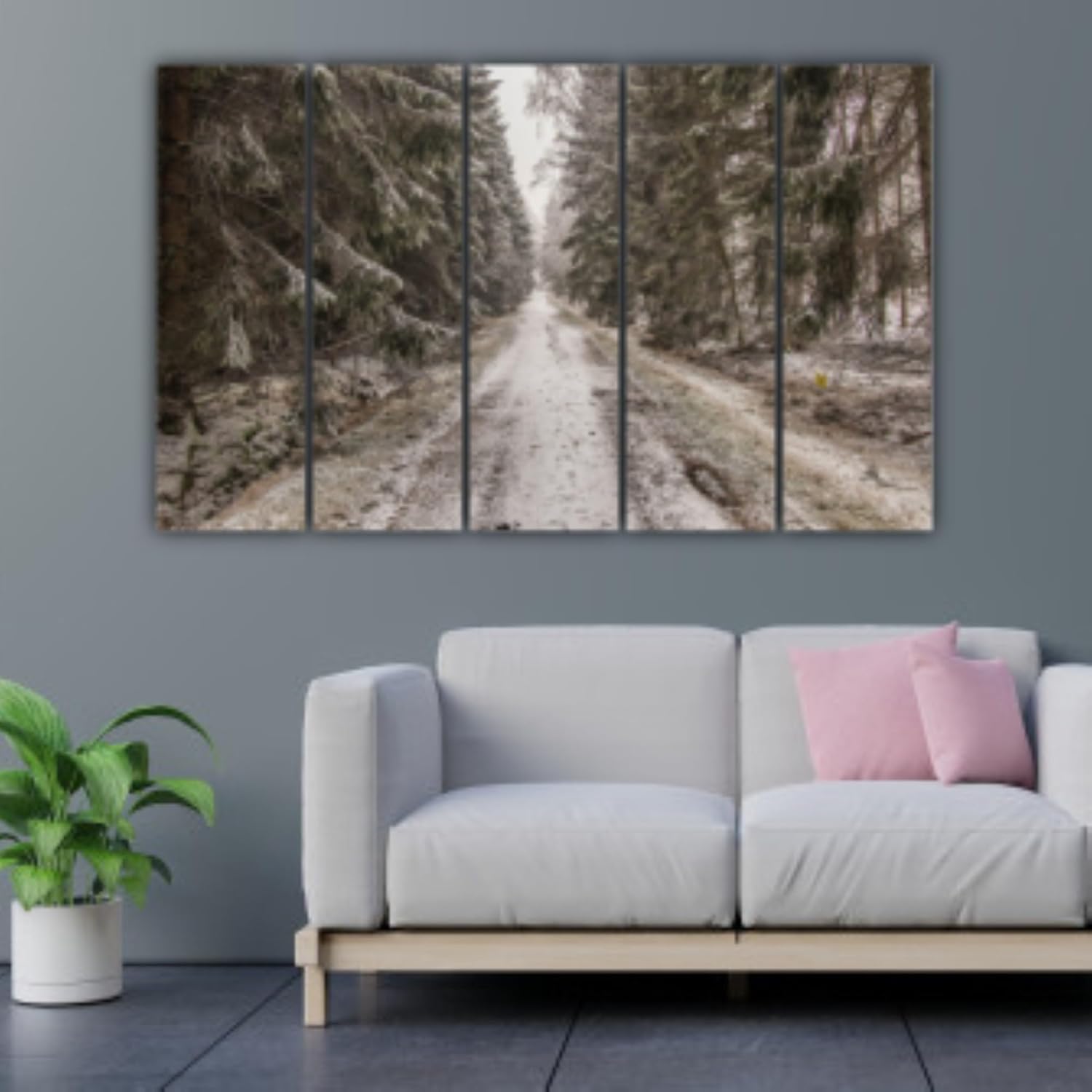 Close-up of the Snow-tacular Winter Multi-Frame Wall Art texture with icy blue and white tones