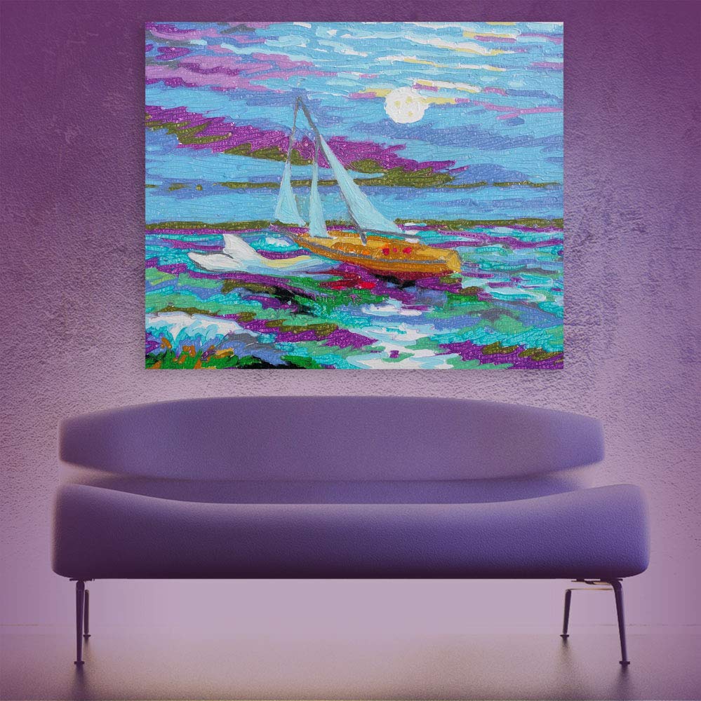 Cotton Candy Skies That Transport Your Space - Unframed Wall Art displayed above a white sofa