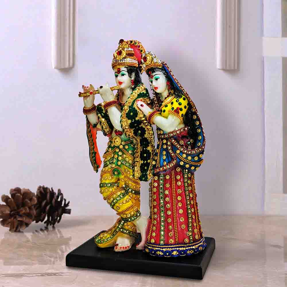 Eleven Inch White Radha Krishna Idol for janmashtami Decoration