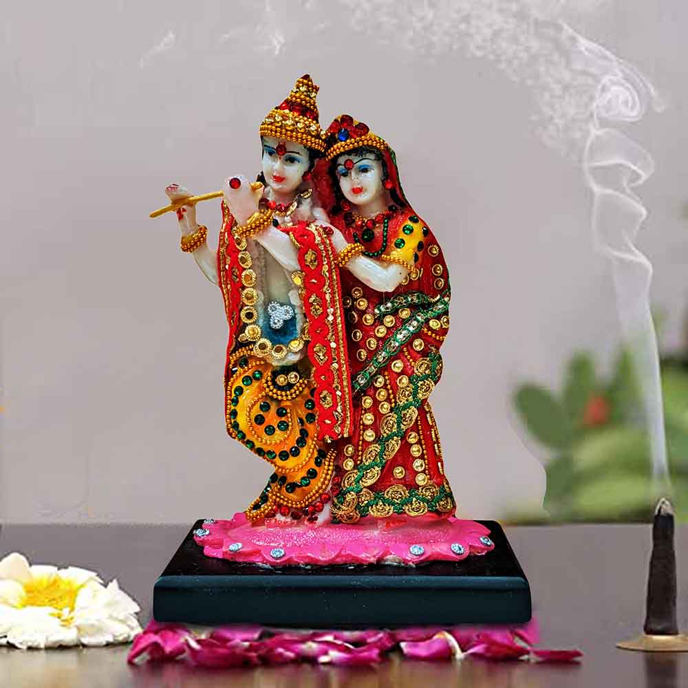 Seven Inch White Radha Krishna Idol for janmashtami Decoration
