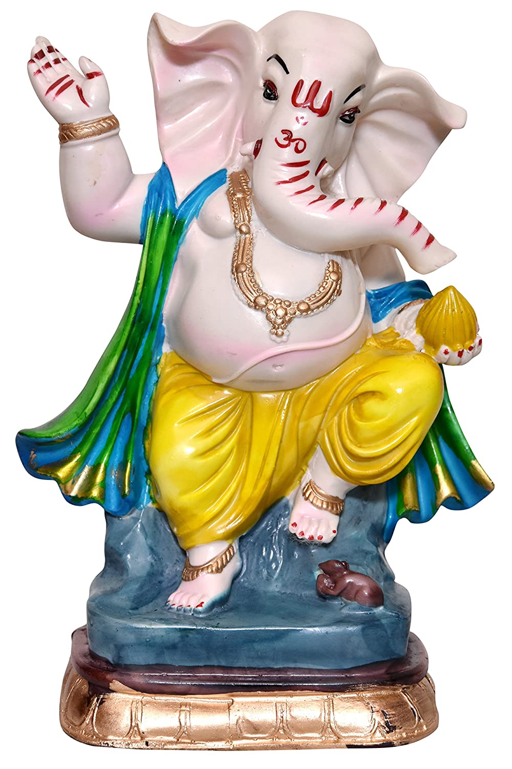 Dancing Ganesh Idol on round tray for Ganesh Chaturthi Decoration